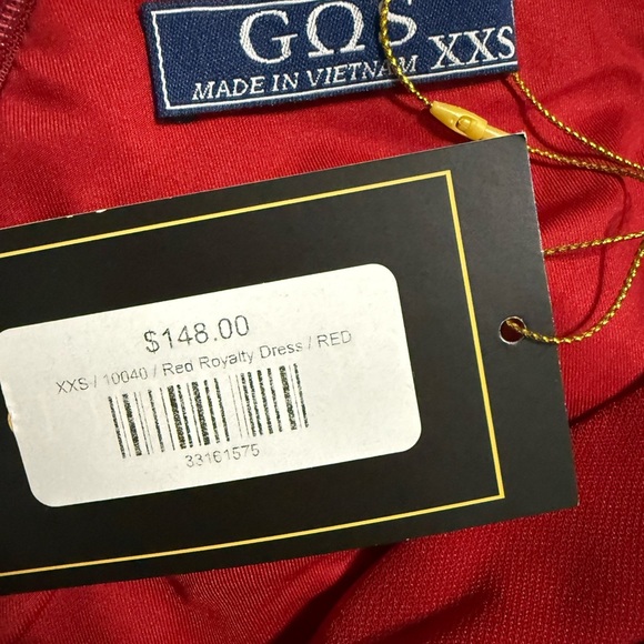 Gos Bold Red Dress with Pearl Accent - Picture 2 of 3